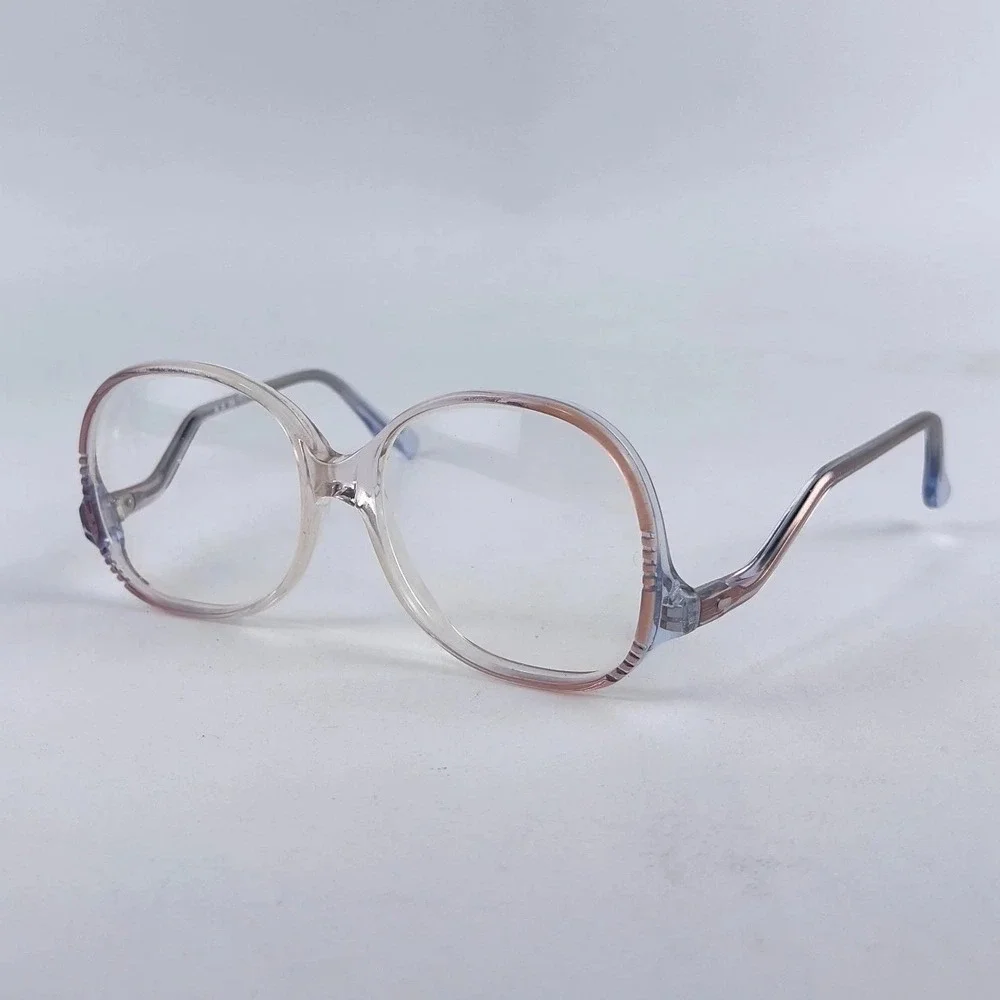 Women's Eyeglasses Frame Clear & Rose Gold Plastic Full Rim Round 50-16-135 mm